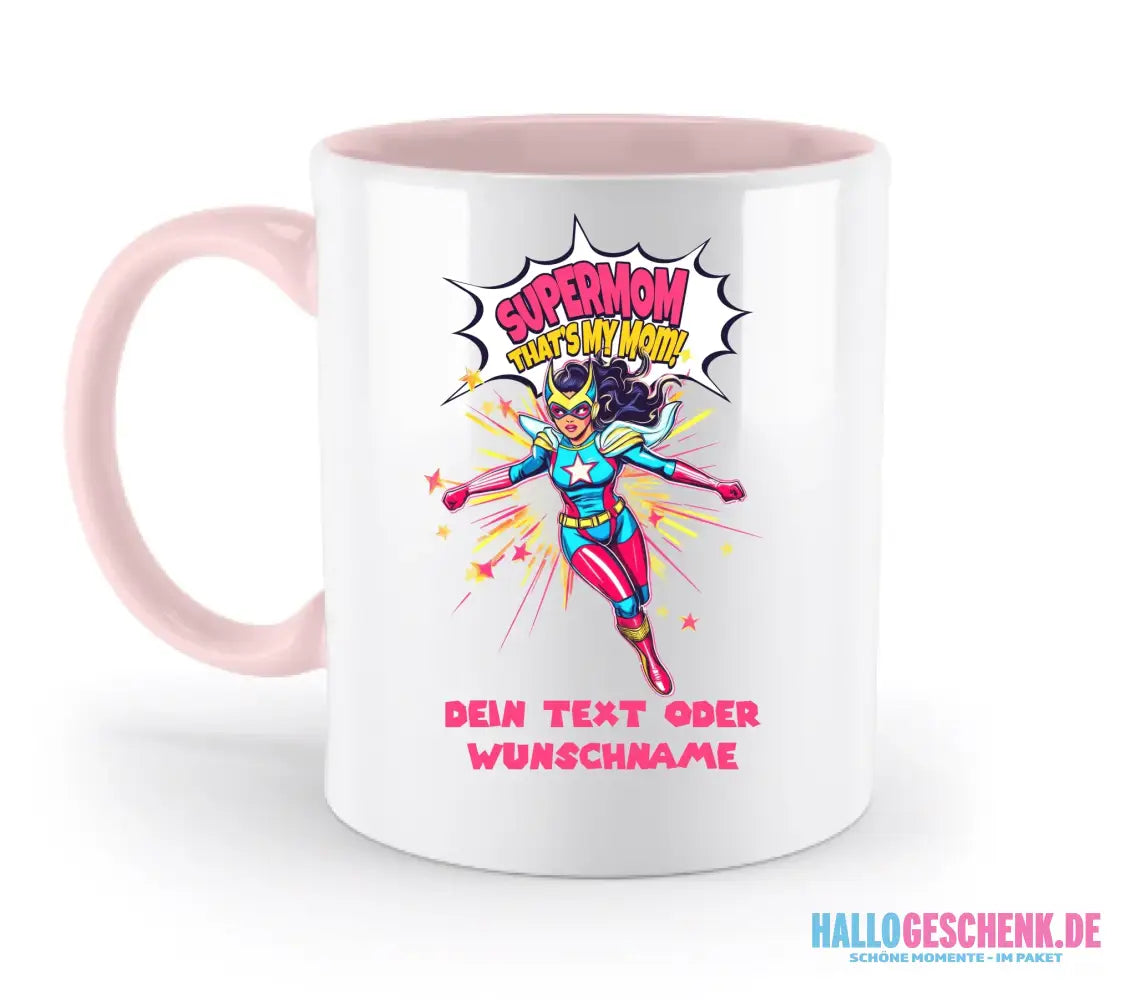SUPERMOM • Mama • zweifarbige Tasse (spülmaschinenfest) • personalisierbar - zweifarbige Tasse • spülmaschinengeeignet