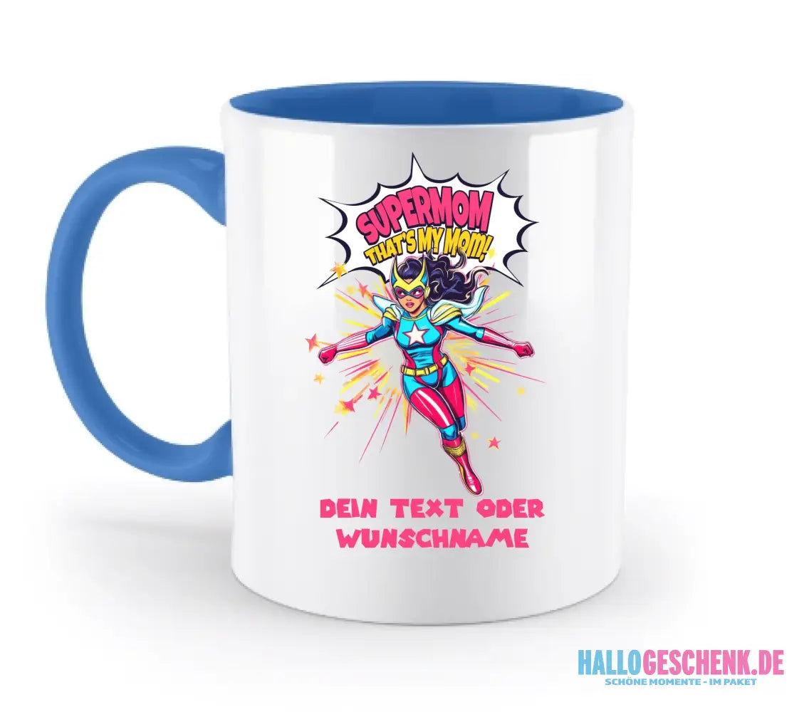 SUPERMOM • Mama • zweifarbige Tasse (spülmaschinenfest) • personalisierbar - zweifarbige Tasse • spülmaschinengeeignet