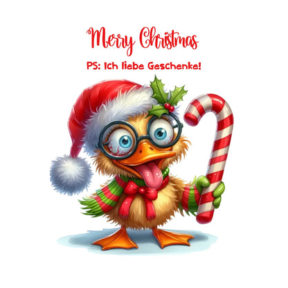 Sweet X-Mas Ducks mit Wunschtext • 27 Motive verfügbar (personalisierbare Motive) • Weihnachtsente - Sticker 20x20 cm