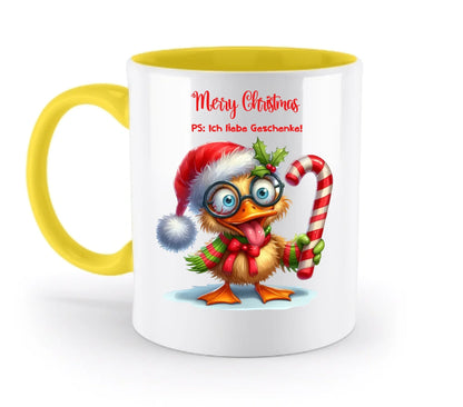 Sweet X-Mas Ducks mit Wunschtext • 27 Motive verfügbar (personalisierbare Motive) • Weihnachtsente - Zweifarbige Tasse