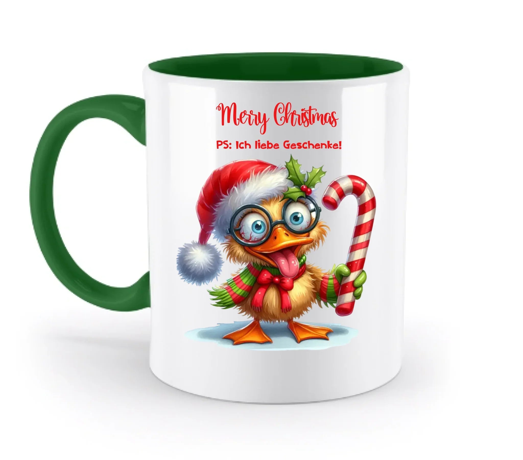 Sweet X-Mas Ducks mit Wunschtext • 27 Motive verfügbar (personalisierbare Motive) • Weihnachtsente - Zweifarbige Tasse