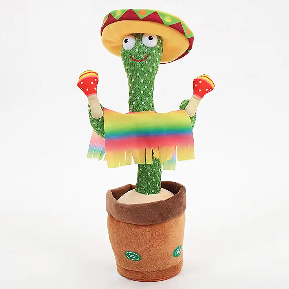 Tanzender Kaktus mit 3 Funktionen: Sound Sprachaufzeichnung und Laberfunktion • inkl. Sombrero und Rasseln • 11x11x35