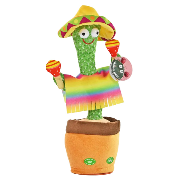 Tanzender Kaktus mit 3 Funktionen: Sound Sprachaufzeichnung und Laberfunktion • Sombrero Rasseln • 11x11x35 cm