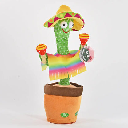 Tanzender Kaktus mit 3 Funktionen: Sound Sprachaufzeichnung und Laberfunktion • inkl. Sombrero und Rasseln • 11x11x35