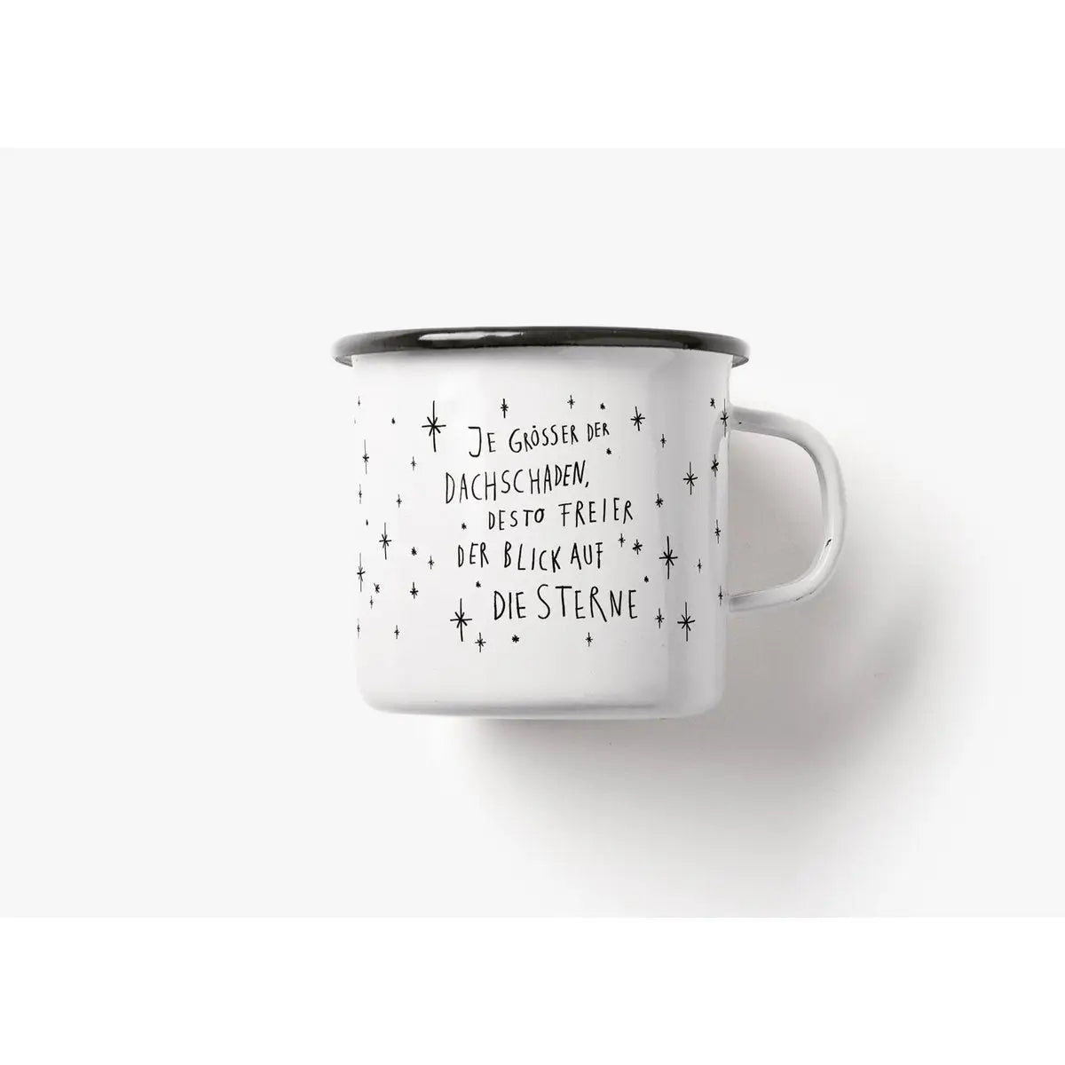 Tasse aus Emaille / Dachschaden