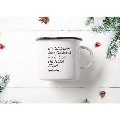 Tasse aus Emaille / Glühwein