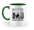 Weiße keramik tasse mit grünem griff und innen, spülmaschinenfest, motiv the walking dad für vatertag