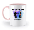 Weiße keramik tasse mit pinkem griff und innenfarbe mit motorrad couple design und spülmaschinenfestigkeit