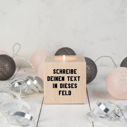 "TEXTBLOCK" Schreibe was du willst! • Teelichthalter - HalloGeschenk.de #geschenkideen# #personalisiert# #geschenk#