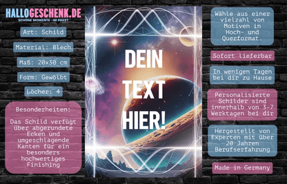 Textblock • Universum • Blechschild • 20x30 cm • Hochformat • Exklusivdesign • personalisiert - HalloGeschenk.de