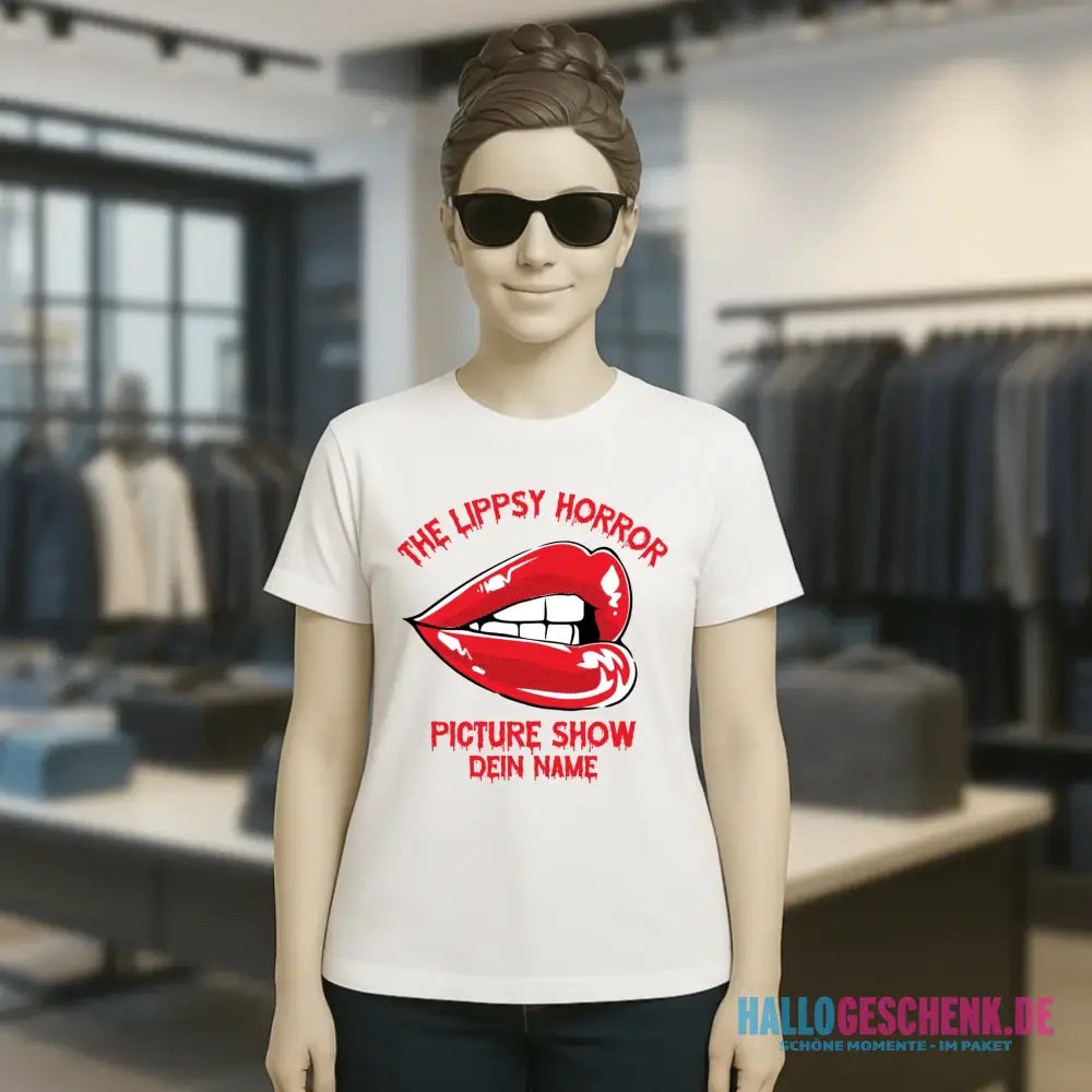 The Spooky, Ducky oder Lippsy Horror Picture Show + Name • Ladies Premium T-Shirt XS-2XL aus Bio-Baumwolle für Damen • Exklusivdesign • personalisiert • Halloween