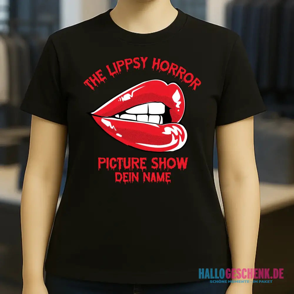 The Spooky, Ducky oder Lippsy Horror Picture Show + Name • Ladies Premium T-Shirt XS-2XL aus Bio-Baumwolle für Damen • Exklusivdesign • personalisiert • Halloween