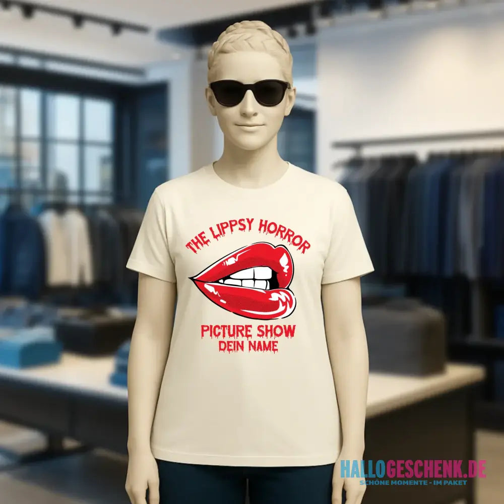 The Spooky, Ducky oder Lippsy Horror Picture Show + Name • Ladies Premium T-Shirt XS-2XL aus Bio-Baumwolle für Damen • Exklusivdesign • personalisiert • Halloween