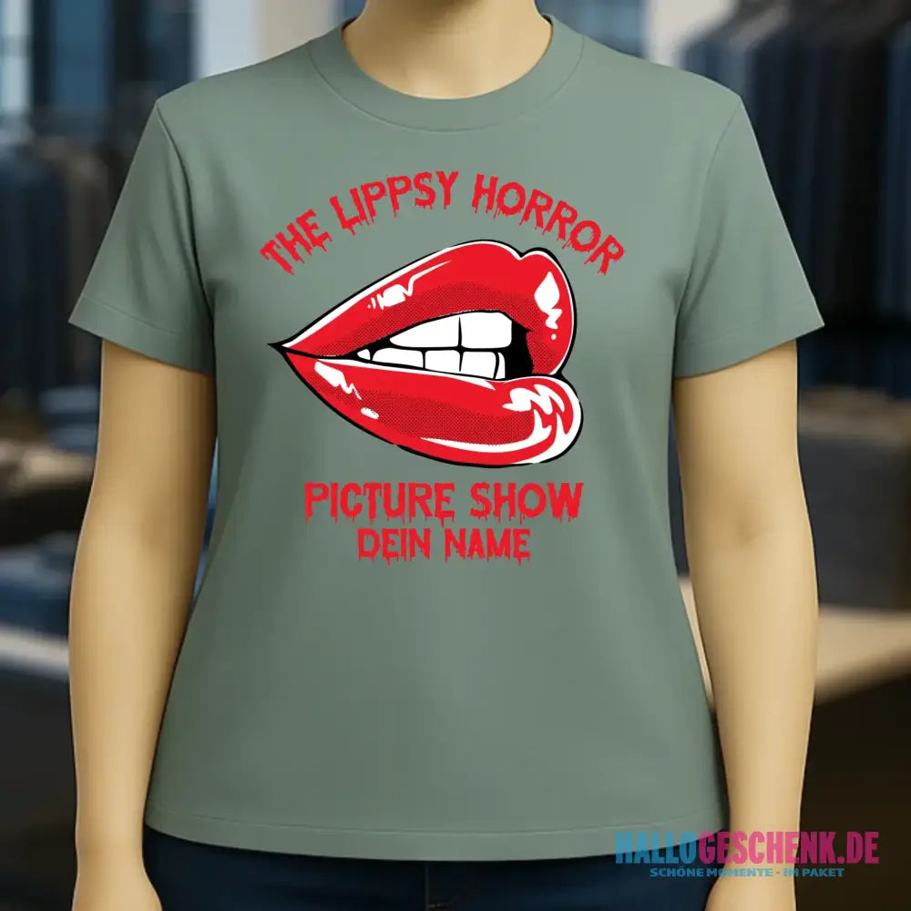 The Spooky, Ducky oder Lippsy Horror Picture Show + Name • Ladies Premium T-Shirt XS-2XL aus Bio-Baumwolle für Damen • Exklusivdesign • personalisiert • Halloween