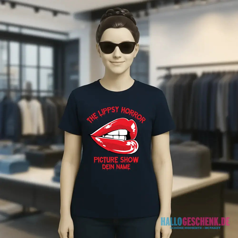 The Spooky, Ducky oder Lippsy Horror Picture Show + Name • Ladies Premium T-Shirt XS-2XL aus Bio-Baumwolle für Damen • Exklusivdesign • personalisiert • Halloween