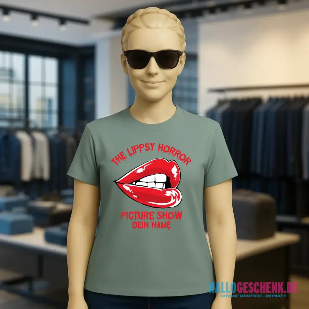 The Spooky, Ducky oder Lippsy Horror Picture Show + Name • Ladies Premium T-Shirt XS-2XL aus Bio-Baumwolle für Damen • Exklusivdesign • personalisiert • Halloween