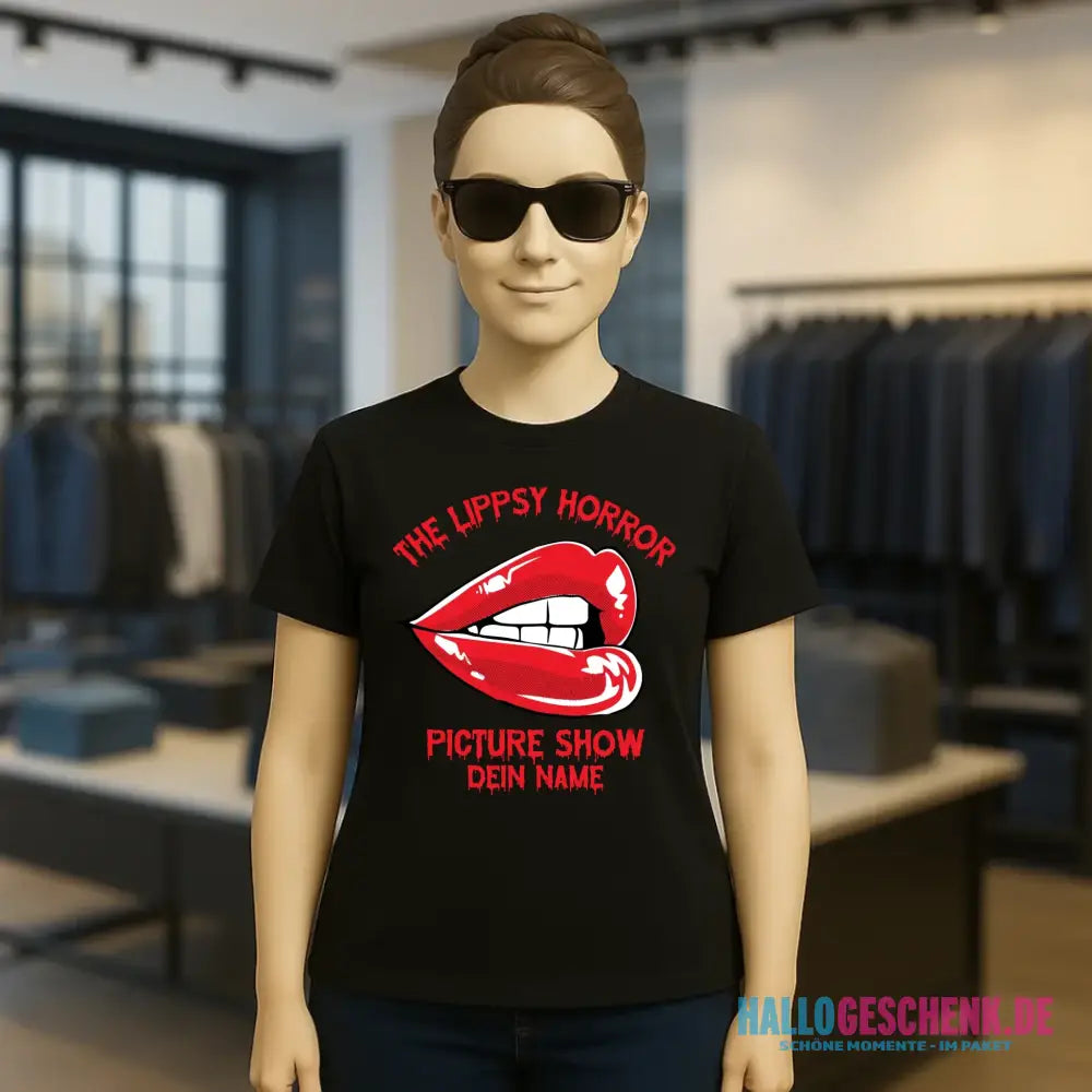 The Spooky, Ducky oder Lippsy Horror Picture Show + Name • Ladies Premium T-Shirt XS-2XL aus Bio-Baumwolle für Damen • Exklusivdesign • personalisiert • Halloween
