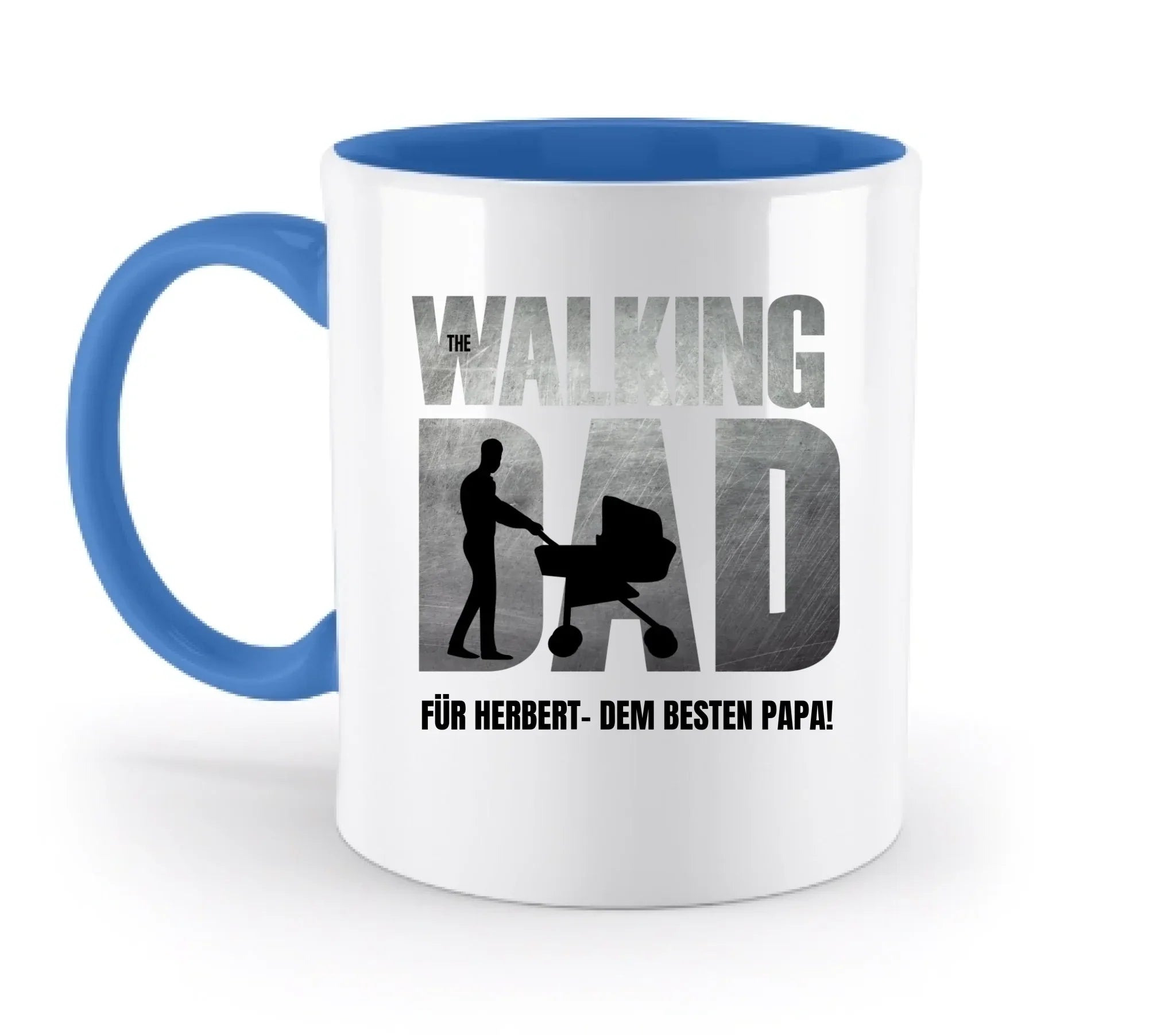 The Walking Dad mit Wunschtext • 2 Motive verfügbar (personalisierbare Motive) - Zweifarbige Tasse / Blue / 330ml
