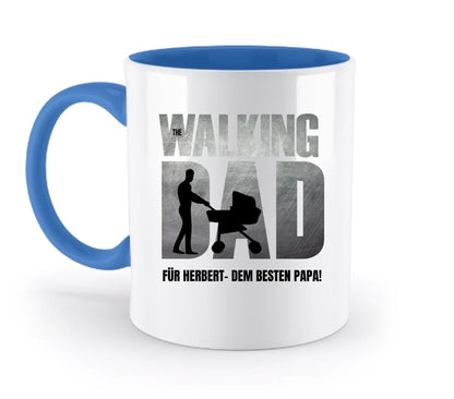 The Walking Dad mit Wunschtext • 2 Motive verfügbar (personalisierbare Motive) - Zweifarbige Tasse / Blue / 330ml