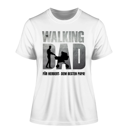 The Walking Dad mit Wunschtext • 2 Motive verfügbar (personalisierbare Motive) - Damen T-Shirt (Fitted) • Bio / White