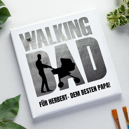 The Walking Dad mit Wunschtext • 2 Motive verfügbar (personalisierbare Motive) - Leinwand auf Holzkeilrahmen / Standard