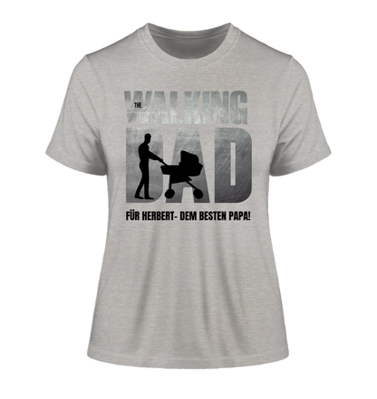 The Walking Dad mit Wunschtext • 2 Motive verfügbar (personalisierbare Motive) - Damen T-Shirt (Fitted) • Bio / Heather