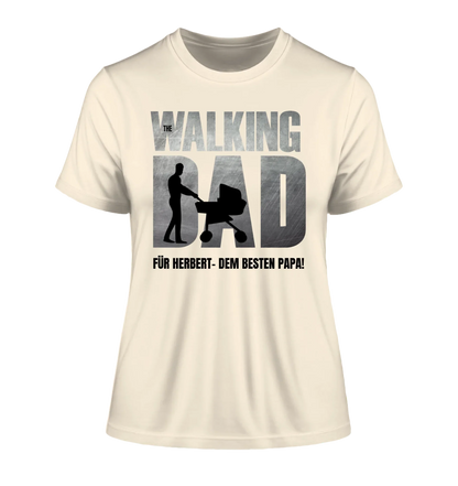 The Walking Dad mit Wunschtext • 2 Motive verfügbar (personalisierbare Motive) - Damen T-Shirt (Fitted) • Bio / Natural