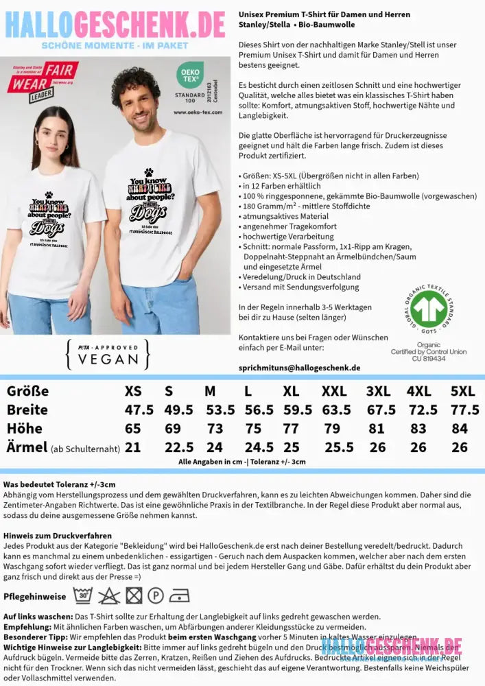 Their Dogs • Hund • Passe den Text an • Unisex Premium T-Shirt XS-5XL aus Bio-Baumwolle für Damen & Herren • Exklusivdesign • personalisiert