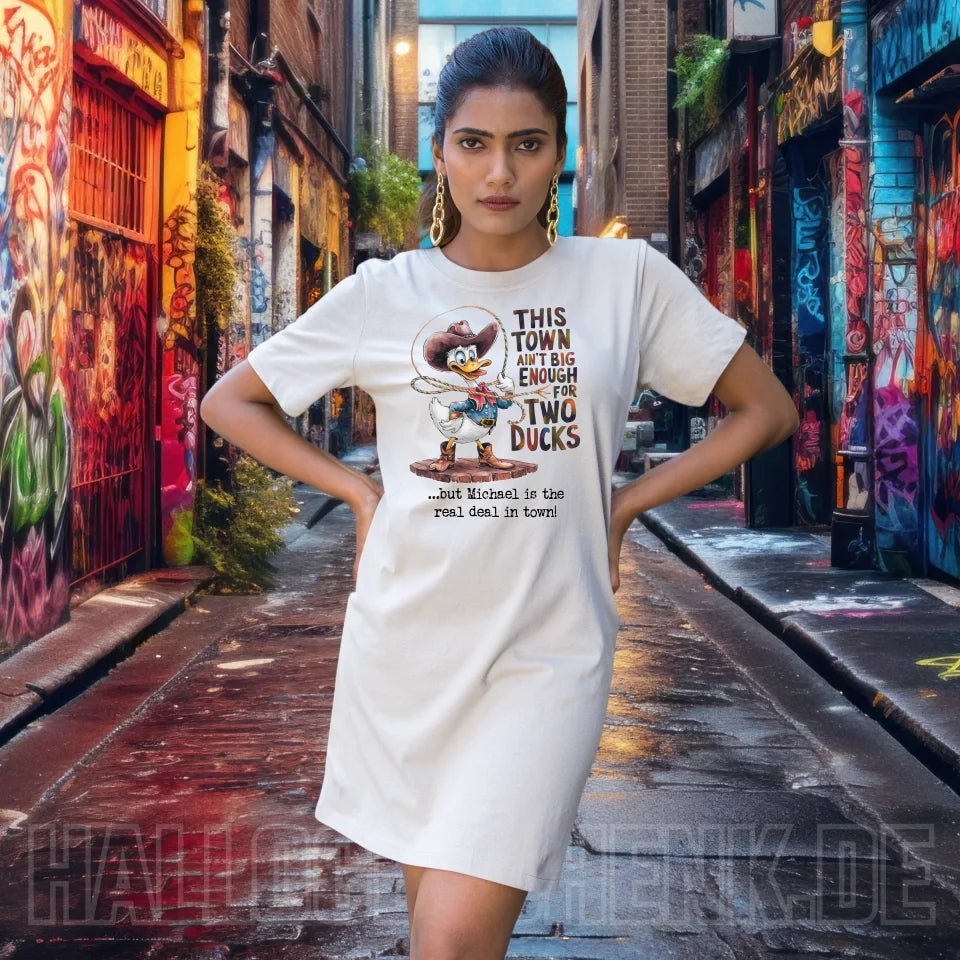 THIS TOWN 2 • DUCK • ENTE • Ladies Premium T-Shirt Kleid aus Bio - Baumwolle S - 2XL • Exklusivdesign • personalisiert von HalloGeschenk.de