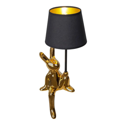 Tischleuchte "HELGE" Ø 18 cm, Höhe ca. 45 cm, aus Keramik in Schwarz und Gold, schwarzer Textilschirm