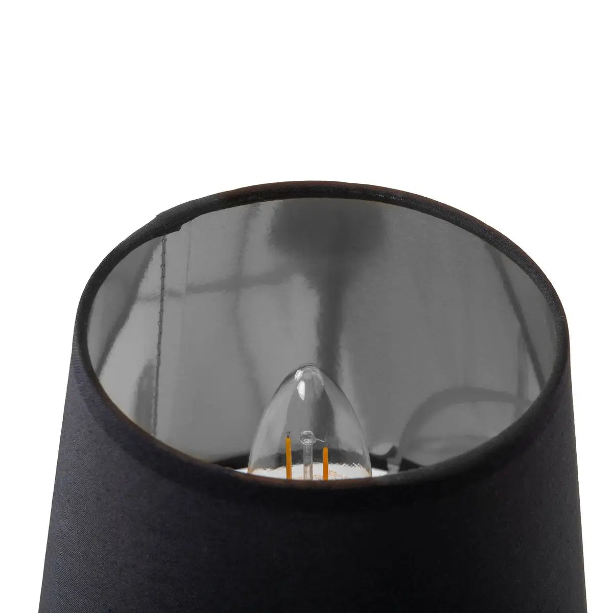 Tischleuchte "HELGE" Ø 18 cm, Höhe ca. 45 cm, aus Keramik in Schwarz und Silber, schwarzer Textilschirm