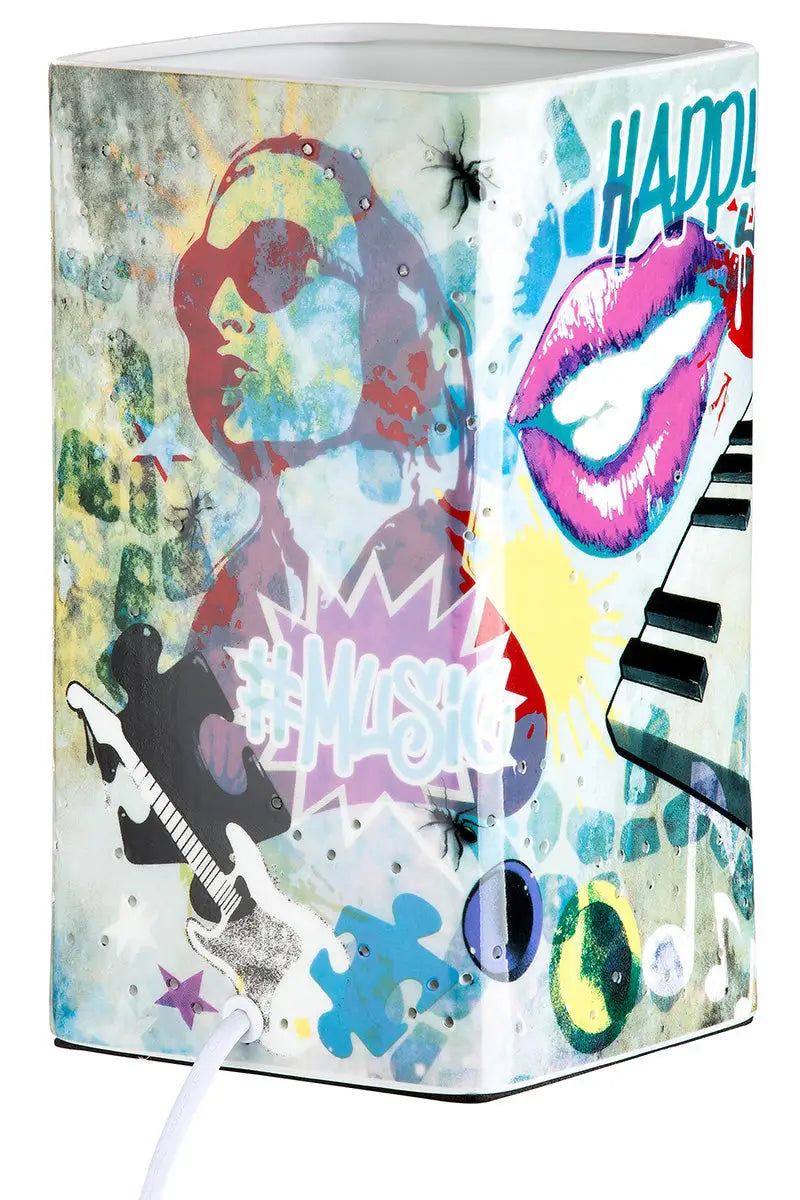 Tischleuchte „Street Art 1“ • Porzellan • mehrfarbig • 22x12,5x12,5 cm • Gilde - Licht