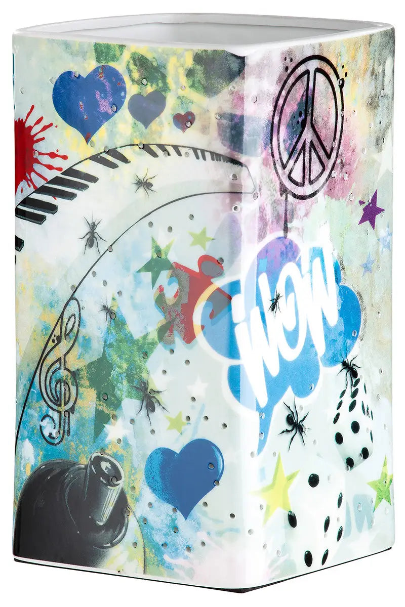 Tischleuchte „Street Art 1“ • Porzellan • mehrfarbig • 22x12,5x12,5 cm • Gilde - Licht