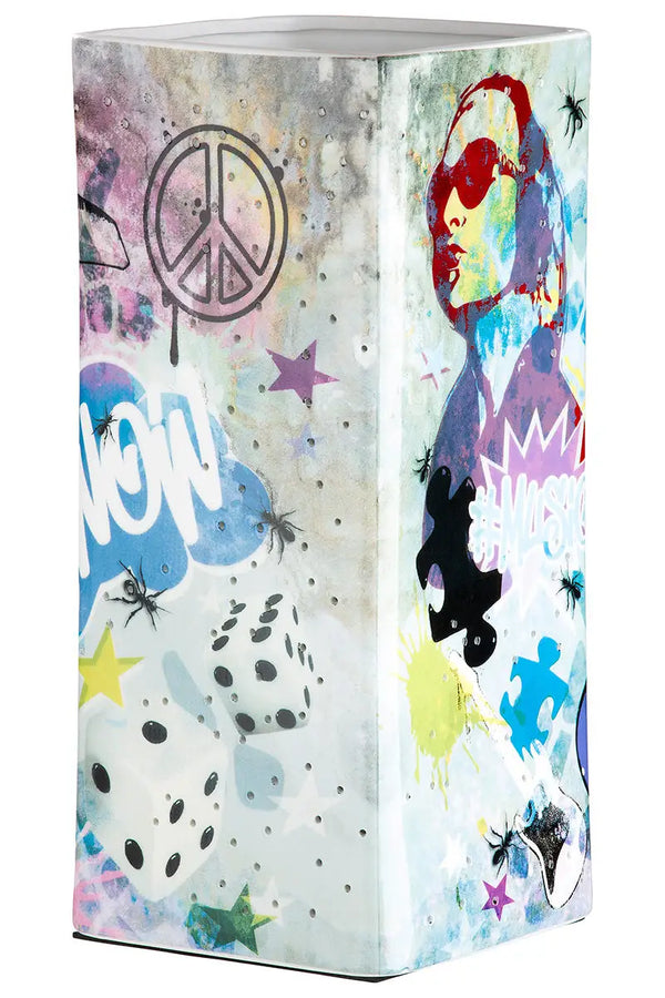 Tischleuchte „Street Art 2“ • Porzellan • mehrfarbig • 28x12,5x12,5 cm • Gilde - Licht