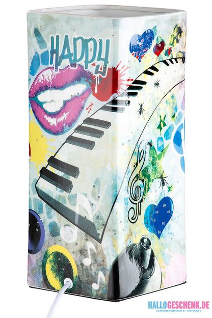 Tischleuchte „Street Art 2“ • Porzellan • mehrfarbig • 28x12,5x12,5 cm • Gilde - Licht