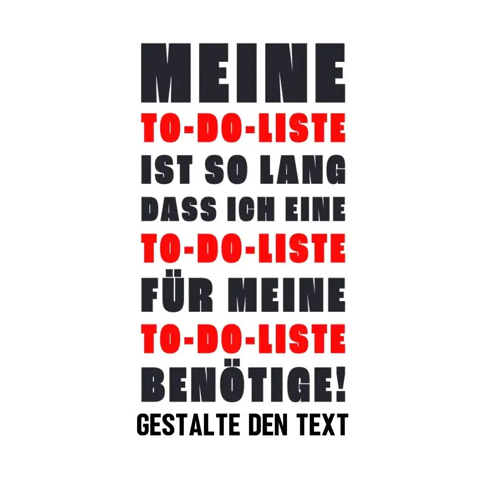 TO DO LISTE • STICKER 20x20 cm (Aufkleber) • Exklusivdesign • personalisiert - HalloGeschenk.de