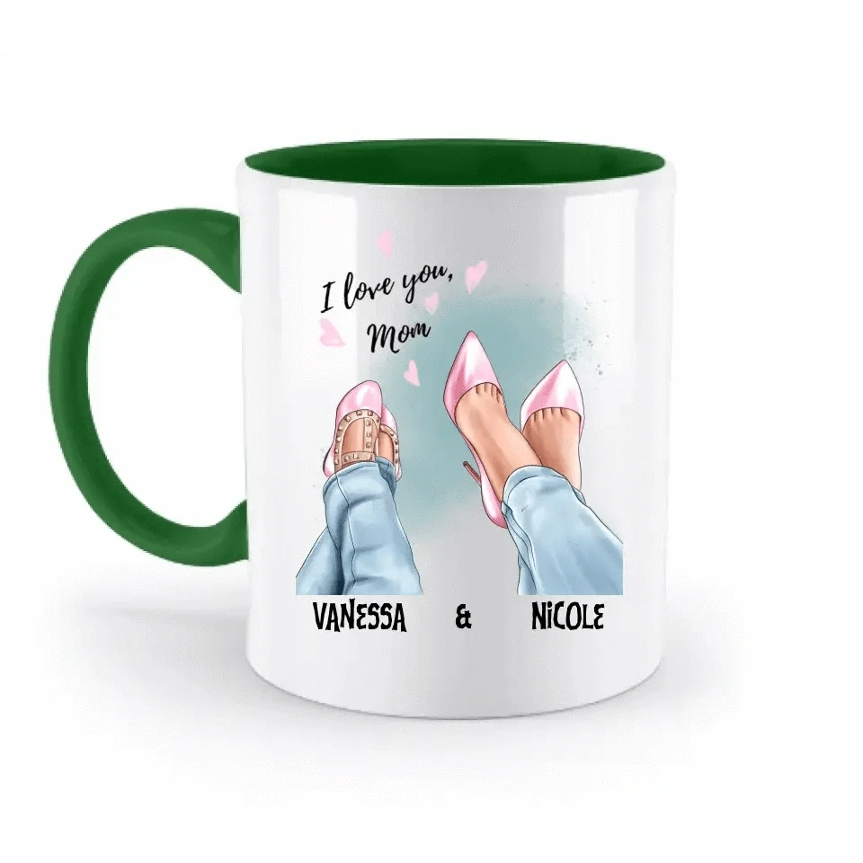 Tochter & Mutter • Schuhe • Beste Mama • zweifarbige Tasse • Exklusivdesign • personalisiert