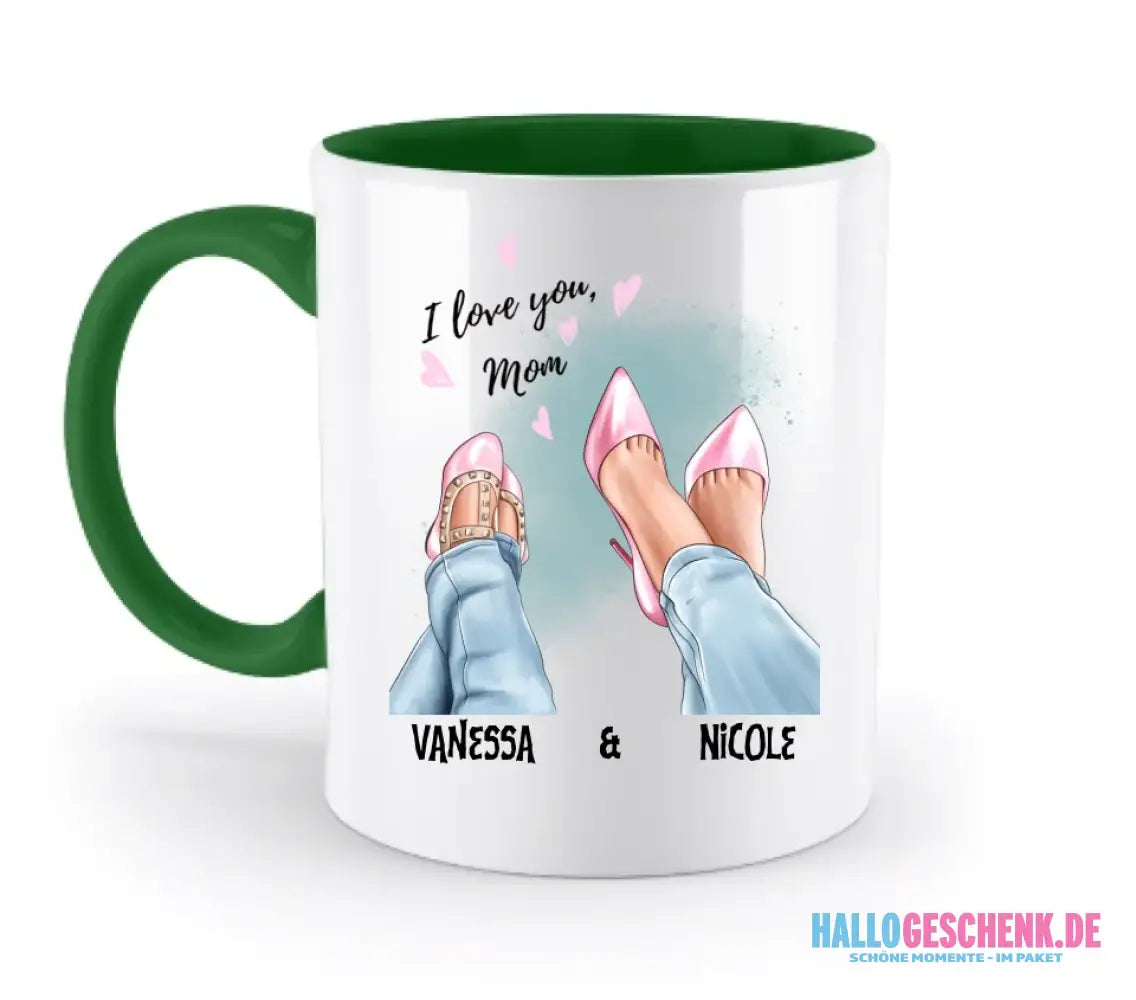 Tochter & Mutter • Schuhe • Beste Mama • zweifarbige Tasse • Exklusivdesign • personalisiert - zweifarbige Tasse
