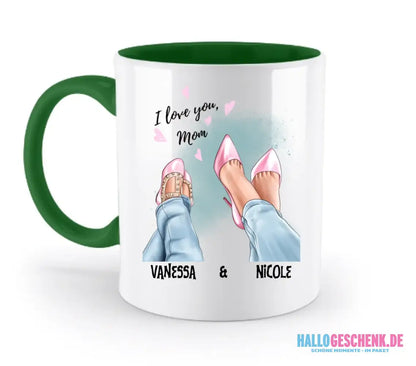 Tochter & Mutter • Schuhe • Beste Mama • zweifarbige Tasse • Exklusivdesign • personalisiert - zweifarbige Tasse