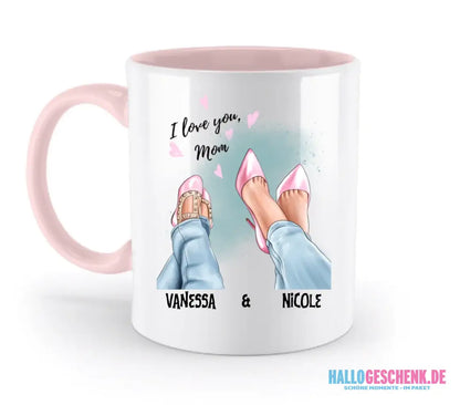 Tochter & Mutter • Schuhe • Beste Mama • zweifarbige Tasse • Exklusivdesign • personalisiert - zweifarbige Tasse