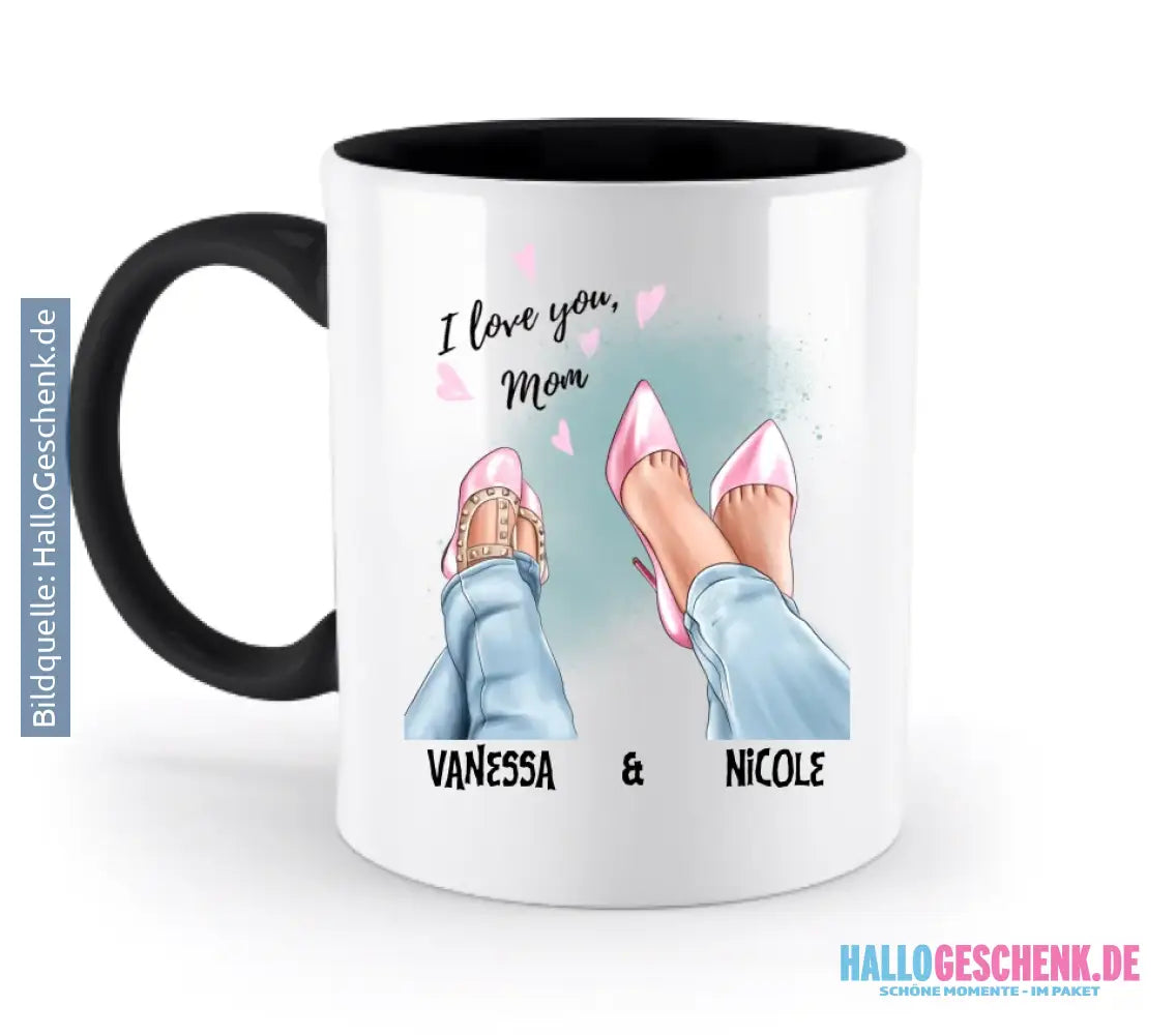 Tochter & Mutter • Schuhe • Beste Mama • zweifarbige Tasse • Exklusivdesign • personalisiert - zweifarbige Tasse