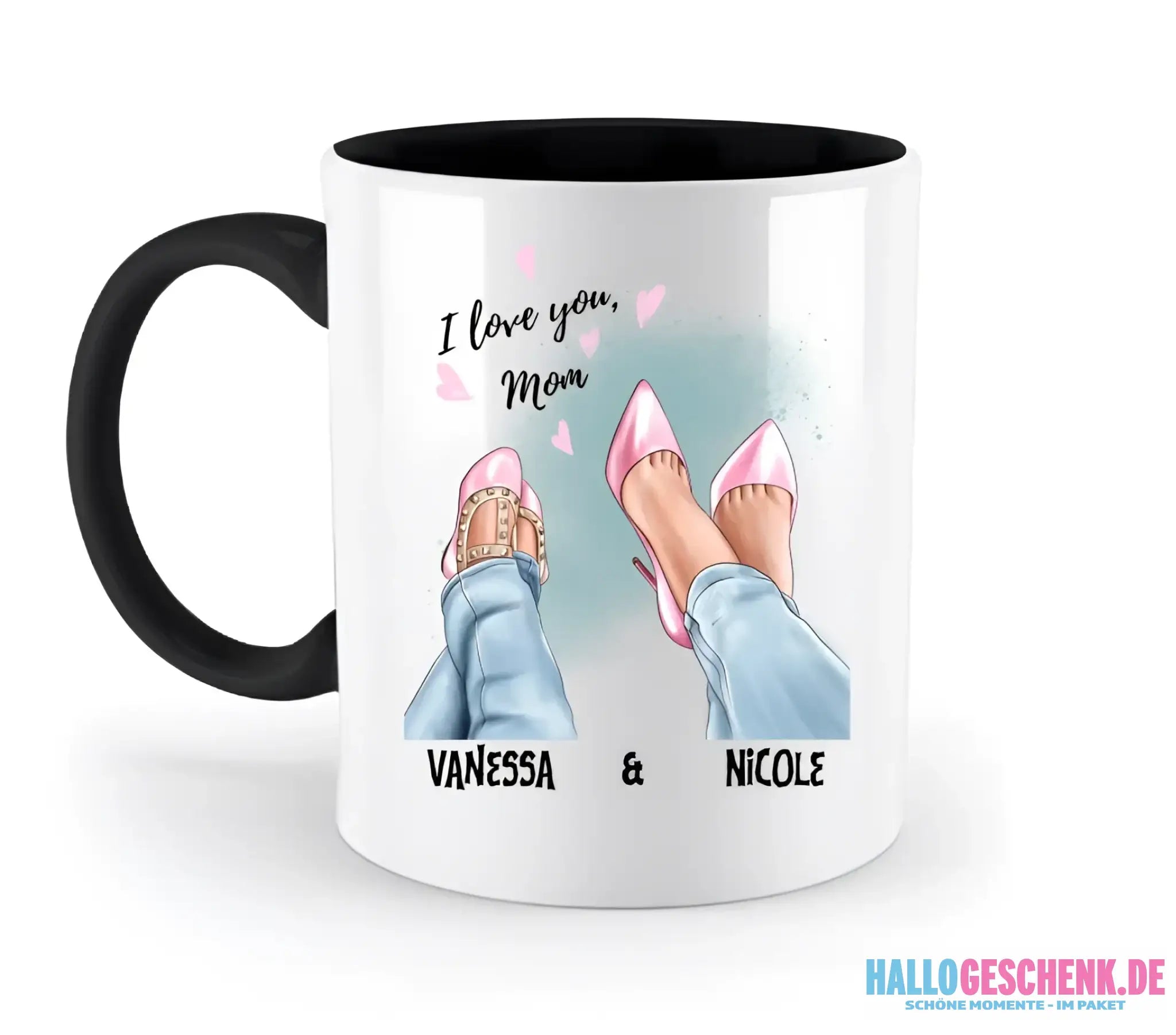 Tochter & Mutter • Schuhe • Beste Mama • zweifarbige Tasse • Exklusivdesign • personalisiert - zweifarbige Tasse