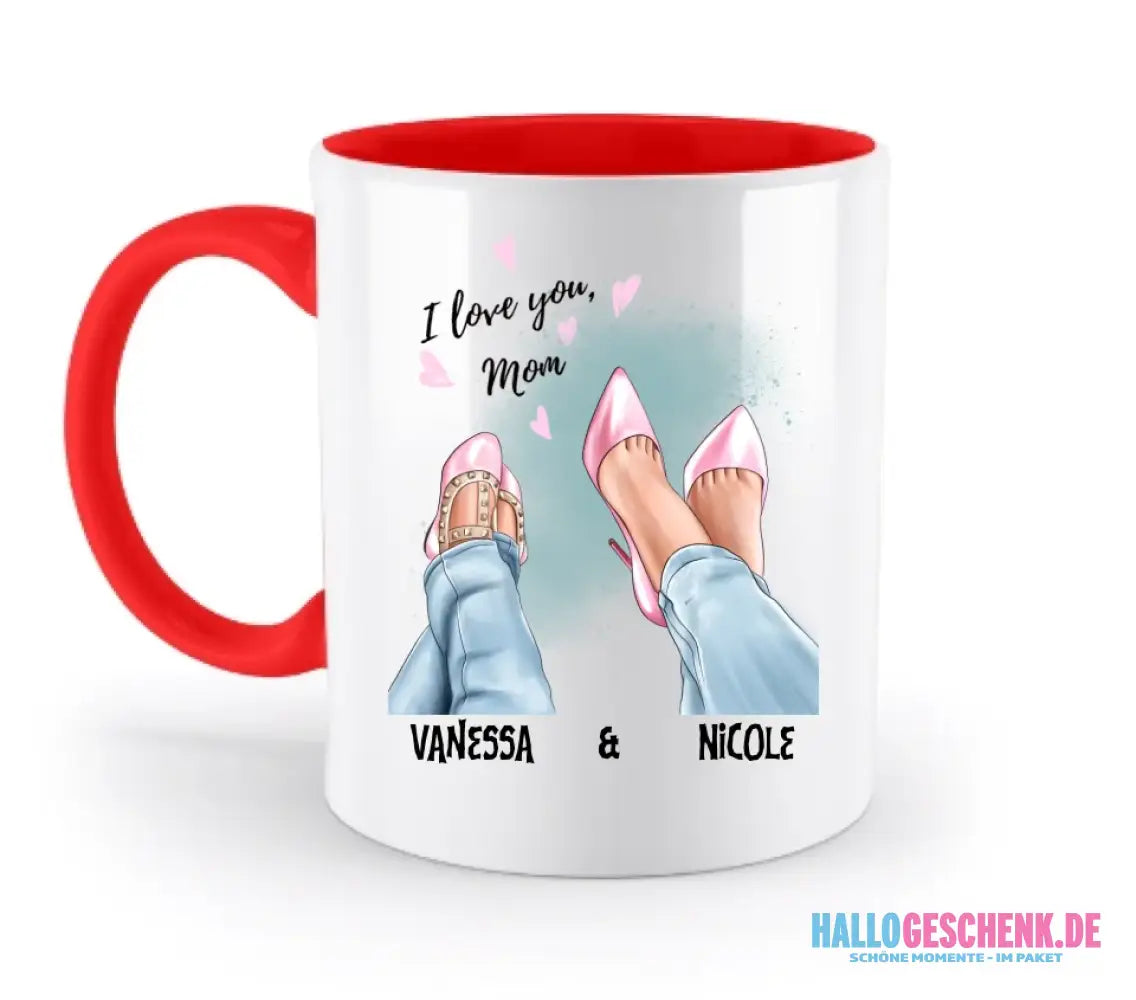 Tochter & Mutter • Schuhe • Beste Mama • zweifarbige Tasse • Exklusivdesign • personalisiert - zweifarbige Tasse