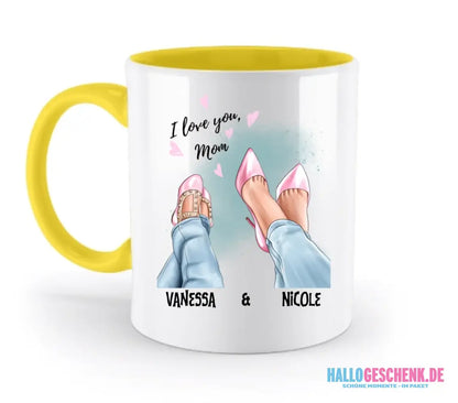 Tochter & Mutter • Schuhe • Beste Mama • zweifarbige Tasse • Exklusivdesign • personalisiert - zweifarbige Tasse