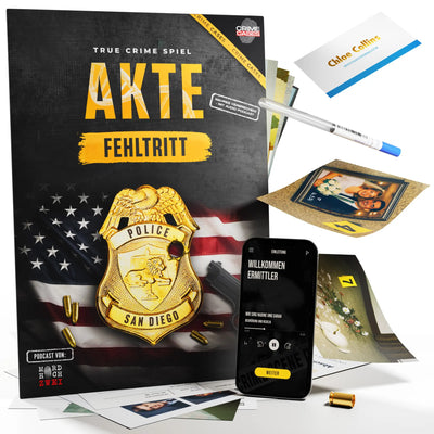 Goldene polizeimarke mit police und san diego eingraviert, adler und löwenwappen, true crime spiel akte fehltritt