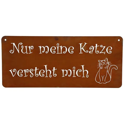 Türdeko Rost Schild Katze | Edelrost Gartendeko Katzen Wandschild | deutsch von HalloGeschenk.de