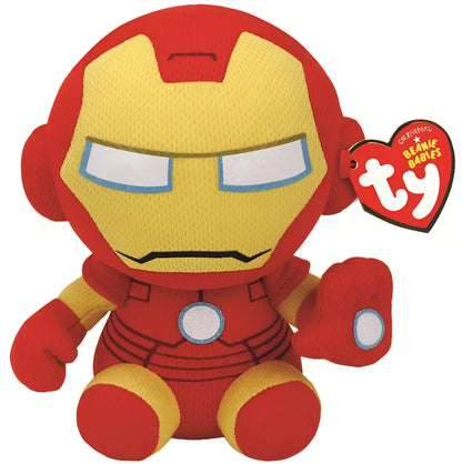 Ty marvel iron man plüschfigur in rot und gelb mit strukturierter stoffoberfläche und weiß-blauen augenlinsen