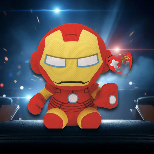 Ty marvel iron man plüschfigur 15 cm rot gelb mit gestrickter textur und silbernen akzenten fürs verschenken