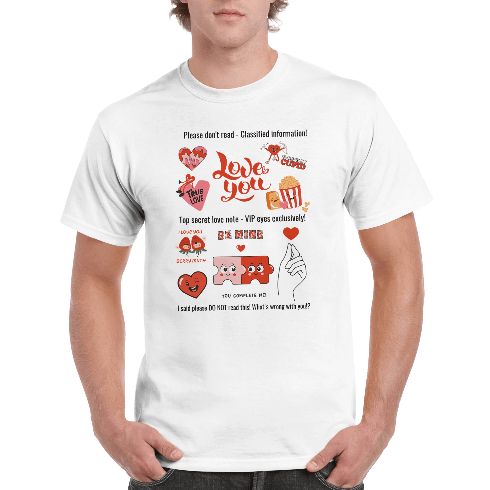 Valentines Love, personalisierbar: Schweres günstiges Unisex T-Shirt mit Rundhalsausschnitt - HalloGeschenk.de #geschenkideen# #personalisiert# #geschenk#