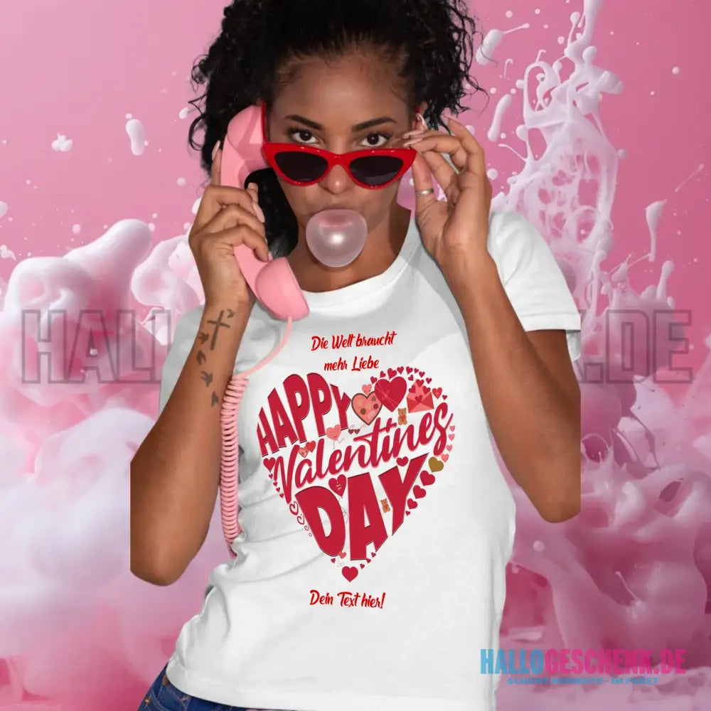 Valentinstag • Herz • Ladies Premium T-Shirt XS-2XL aus Bio-Baumwolle für Damen • Exklusivdesign • personalisiert